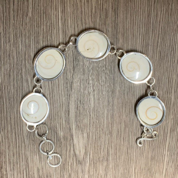 Handmade Sterling Silver Shiva Eye Gemstone Toggle Bracelet, 8” - Picture 5 of 7